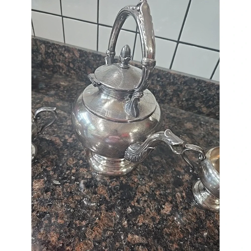 Arts Co SPC Antique Silver Plate 3 Pc Tea Coffee Set Ornate Victorian Style